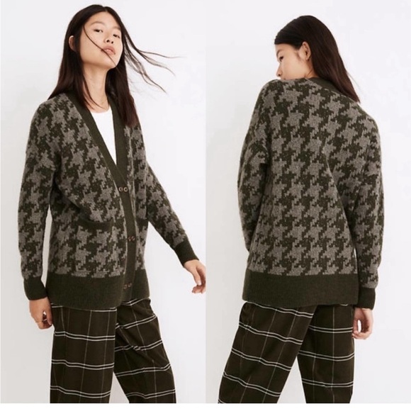 Madewell Sweaters - Madewell Allston Houndstooth Double-button Wool Blend Oversized Cardigan Sweater